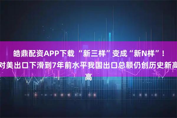 皓鼎配资APP下载 “新三样”变成“新N样”!对美出口下滑到7年前水平我国出口总额仍创历史新高