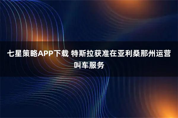 七星策略APP下载 特斯拉获准在亚利桑那州运营叫车服务